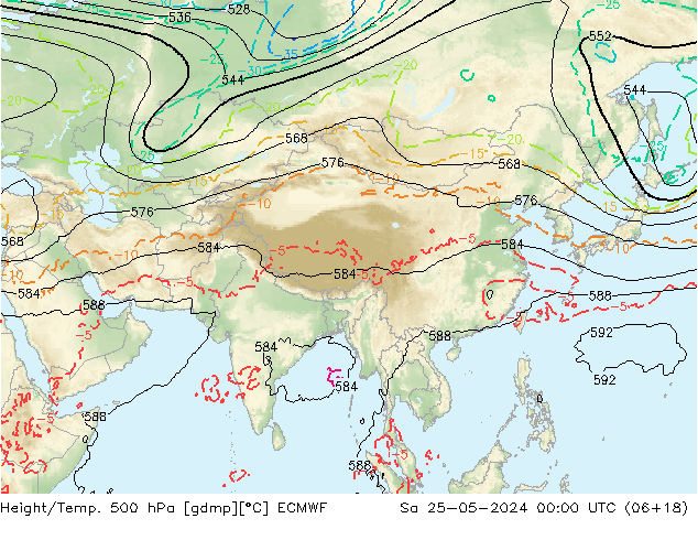 Height/Temp. 500 hPa ECMWF Sa 25.05.2024 00 UTC