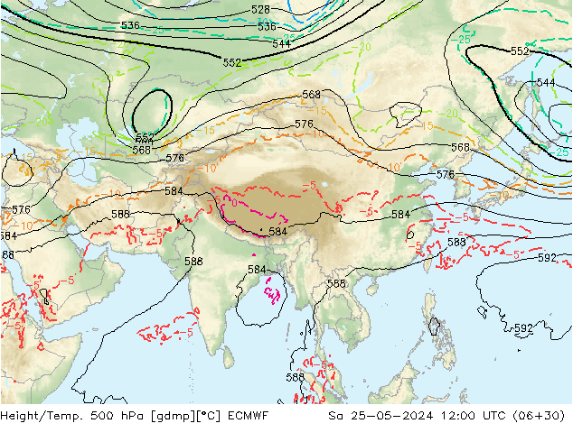 Z500/Rain (+SLP)/Z850 ECMWF Sáb 25.05.2024 12 UTC