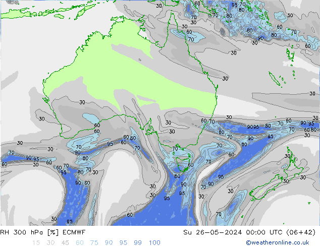 RH 300 hPa ECMWF dom 26.05.2024 00 UTC