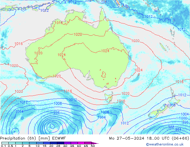 Z500/Yağmur (+YB)/Z850 ECMWF Pzt 27.05.2024 00 UTC