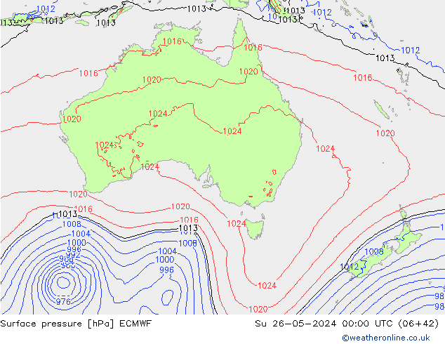 Surface pressure ECMWF Su 26.05.2024 00 UTC