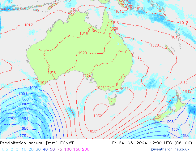 Precipitation accum. ECMWF Fr 24.05.2024 12 UTC