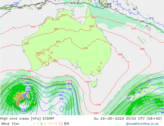 High wind areas ECMWF dom 26.05.2024 00 UTC