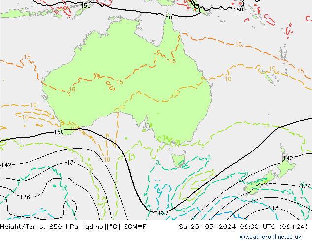 Z500/Rain (+SLP)/Z850 ECMWF Sa 25.05.2024 06 UTC