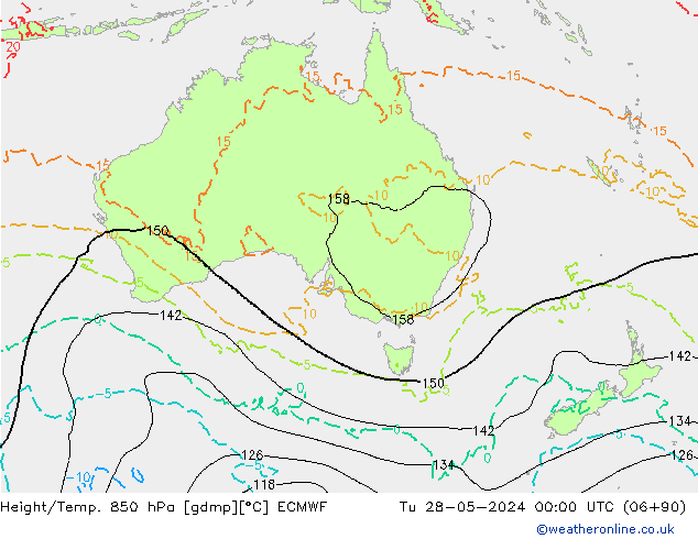 Hoogte/Temp. 850 hPa ECMWF di 28.05.2024 00 UTC