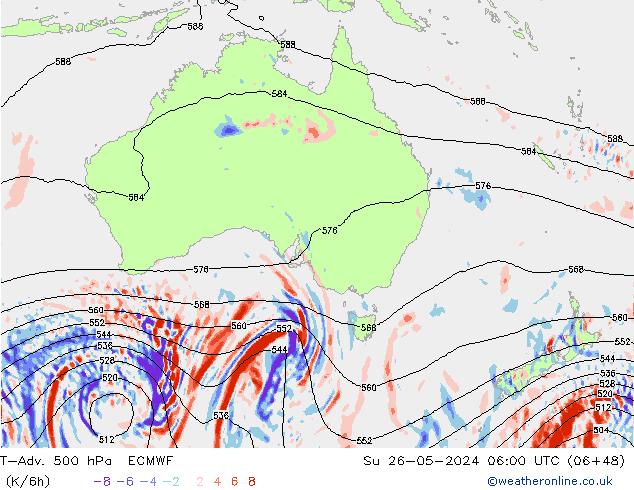 T-Adv. 500 гПа ECMWF Вс 26.05.2024 06 UTC