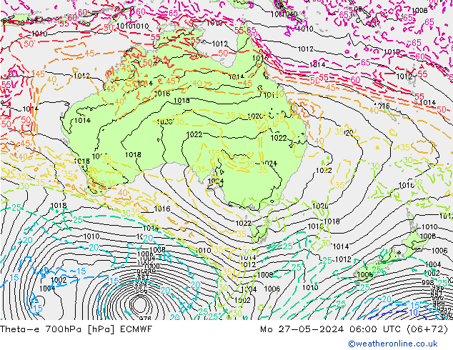 Theta-e 700hPa ECMWF  27.05.2024 06 UTC