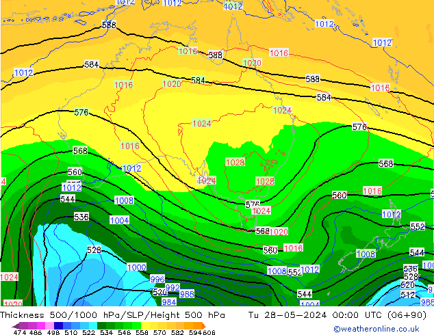 500-1000 hPa Kalınlığı ECMWF Sa 28.05.2024 00 UTC