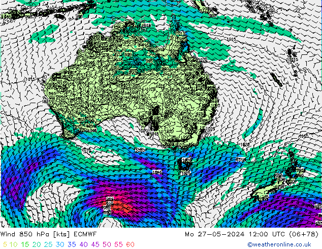 Vento 850 hPa ECMWF Seg 27.05.2024 12 UTC