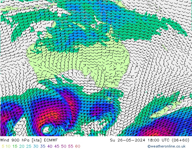 Wind 900 hPa ECMWF Su 26.05.2024 18 UTC