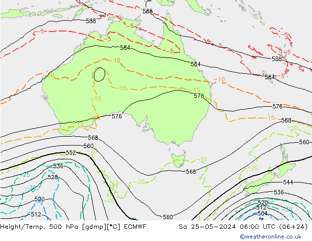 Z500/Rain (+SLP)/Z850 ECMWF Sa 25.05.2024 06 UTC