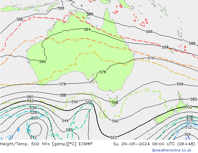 Height/Temp. 500 hPa ECMWF Ne 26.05.2024 06 UTC