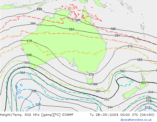 Yükseklik/Sıc. 500 hPa ECMWF Sa 28.05.2024 00 UTC