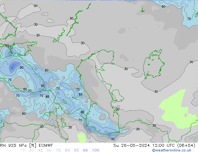 Humidité rel. 925 hPa ECMWF dim 26.05.2024 12 UTC