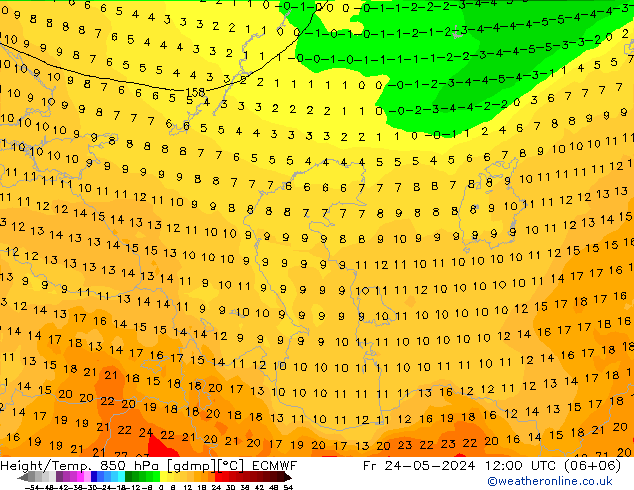 Z500/Rain (+SLP)/Z850 ECMWF Fr 24.05.2024 12 UTC