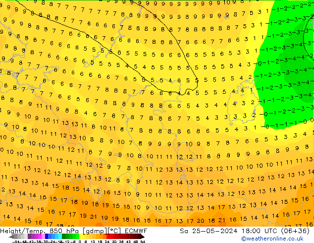 Z500/Rain (+SLP)/Z850 ECMWF so. 25.05.2024 18 UTC