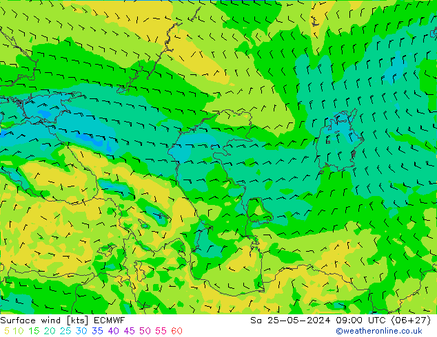 Surface wind ECMWF So 25.05.2024 09 UTC