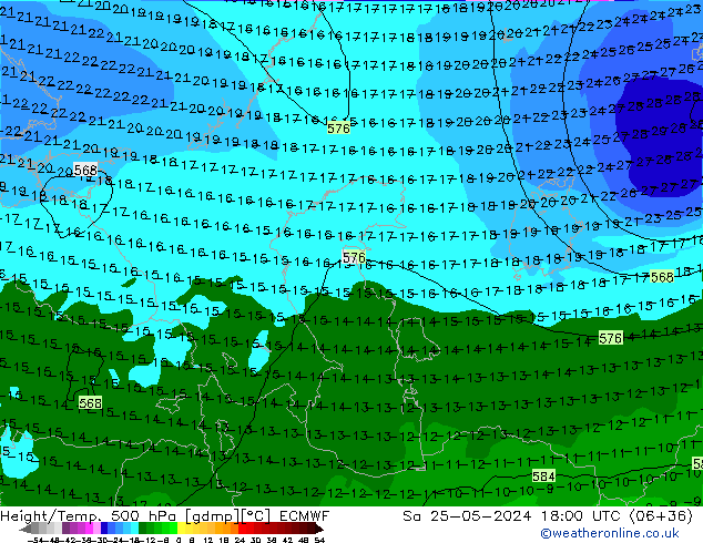 Z500/Rain (+SLP)/Z850 ECMWF so. 25.05.2024 18 UTC