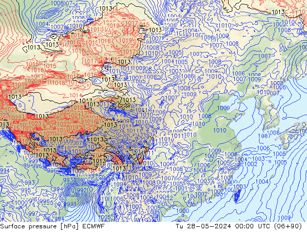 地面气压 ECMWF 星期二 28.05.2024 00 UTC