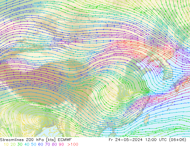 风 200 hPa ECMWF 星期五 24.05.2024 12 UTC