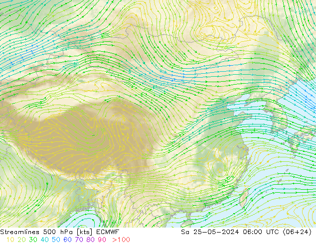 风 500 hPa ECMWF 星期六 25.05.2024 06 UTC