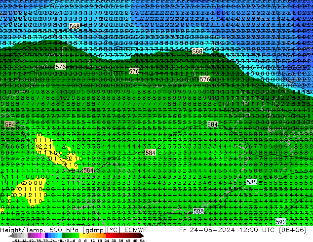 Z500/Rain (+SLP)/Z850 ECMWF 星期五 24.05.2024 12 UTC