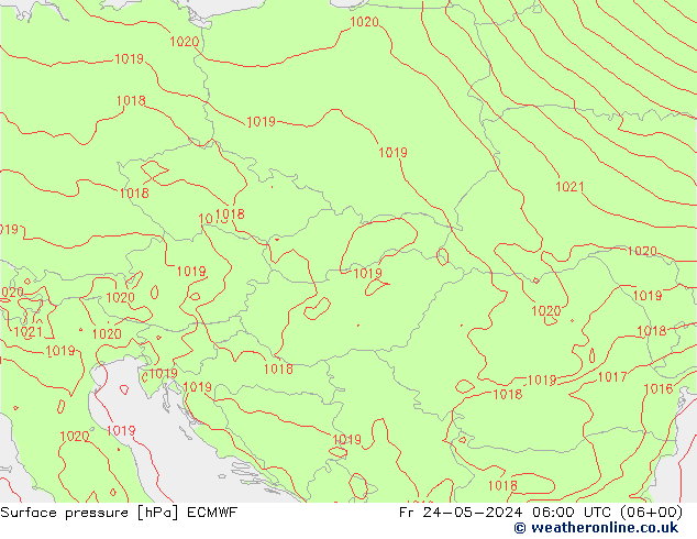 Atmosférický tlak ECMWF Pá 24.05.2024 06 UTC