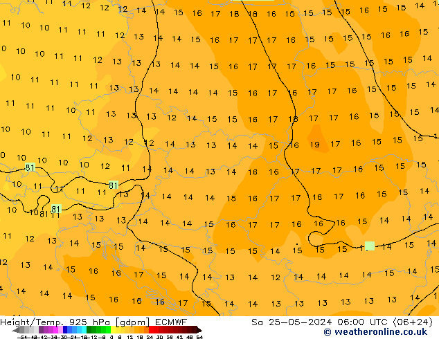 Géop./Temp. 925 hPa ECMWF sam 25.05.2024 06 UTC