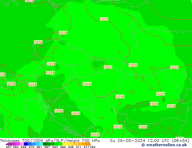 Thck 700-1000 hPa ECMWF dom 26.05.2024 12 UTC