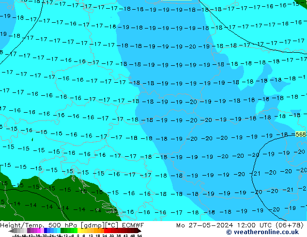 Yükseklik/Sıc. 500 hPa ECMWF Pzt 27.05.2024 12 UTC