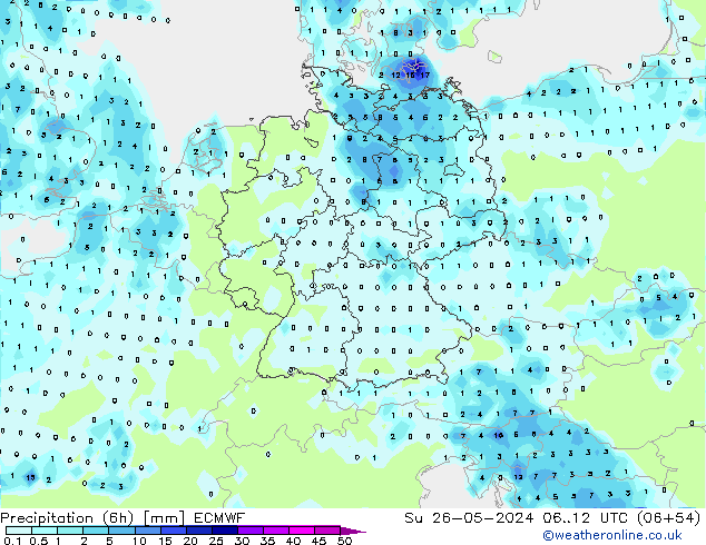 Z500/Rain (+SLP)/Z850 ECMWF Su 26.05.2024 12 UTC