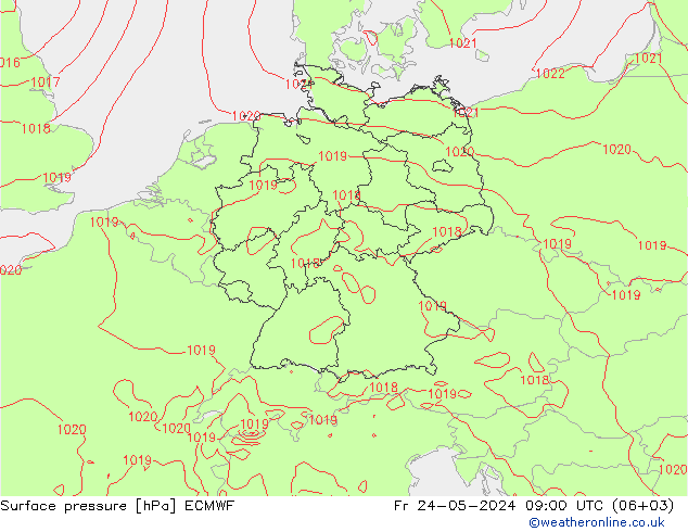 Pressione al suolo ECMWF ven 24.05.2024 09 UTC