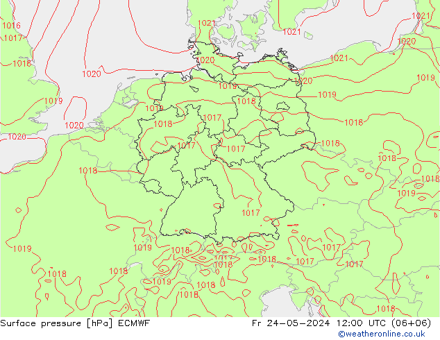 pressão do solo ECMWF Sex 24.05.2024 12 UTC
