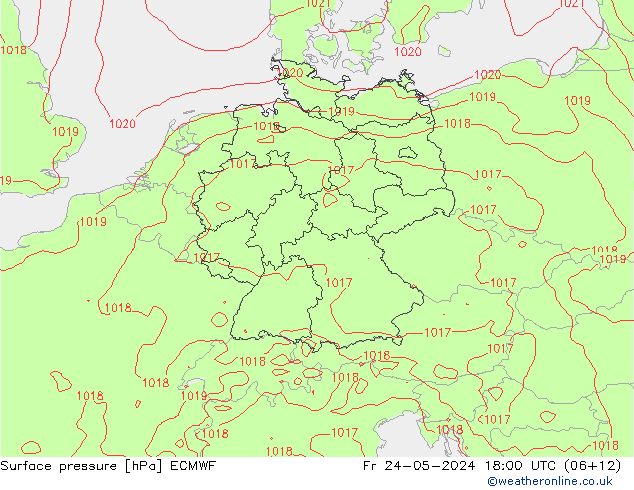 Surface pressure ECMWF Fr 24.05.2024 18 UTC