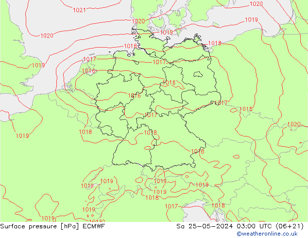 pressão do solo ECMWF Sáb 25.05.2024 03 UTC