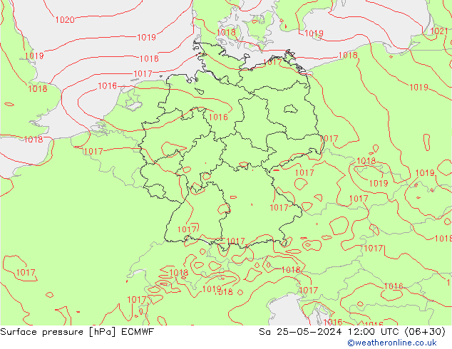 Surface pressure ECMWF Sa 25.05.2024 12 UTC