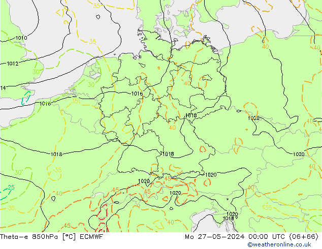 Theta-e 850hPa ECMWF  27.05.2024 00 UTC