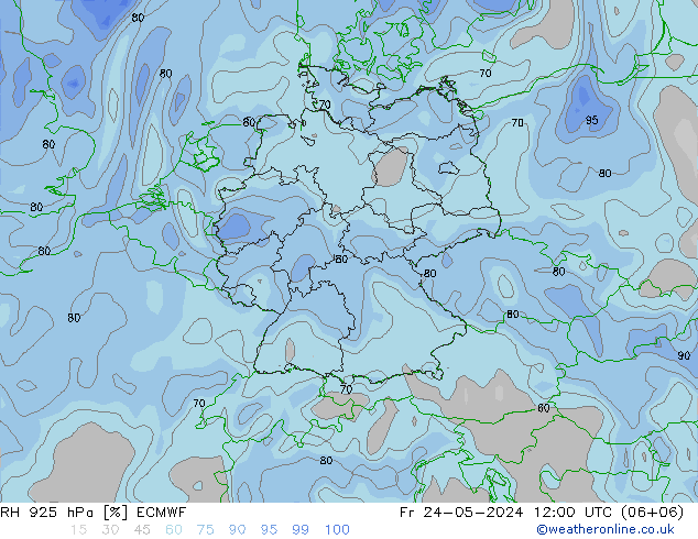 RH 925 hPa ECMWF Fr 24.05.2024 12 UTC