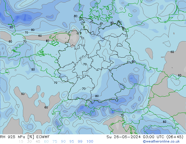 RH 925 hPa ECMWF Su 26.05.2024 03 UTC