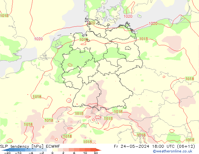 Drucktendenz ECMWF Fr 24.05.2024 18 UTC