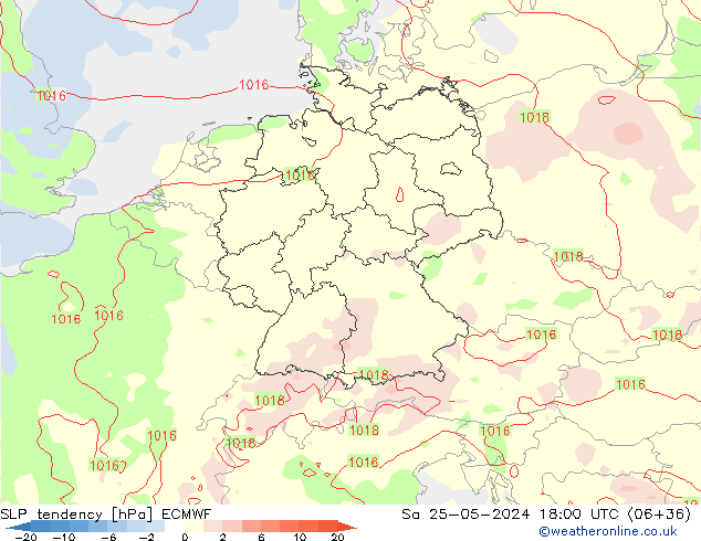 SLP tendency ECMWF Sáb 25.05.2024 18 UTC