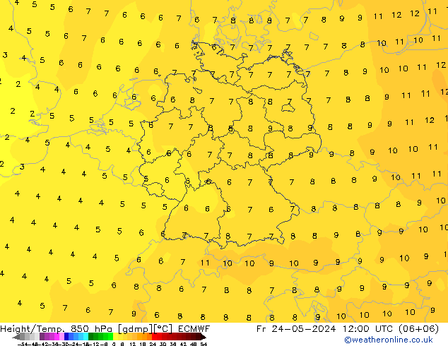 Z500/Rain (+SLP)/Z850 ECMWF 星期五 24.05.2024 12 UTC