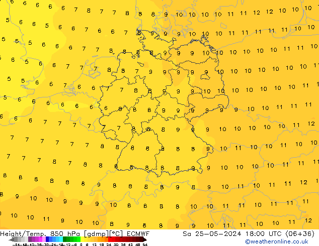 Z500/Rain (+SLP)/Z850 ECMWF Sáb 25.05.2024 18 UTC