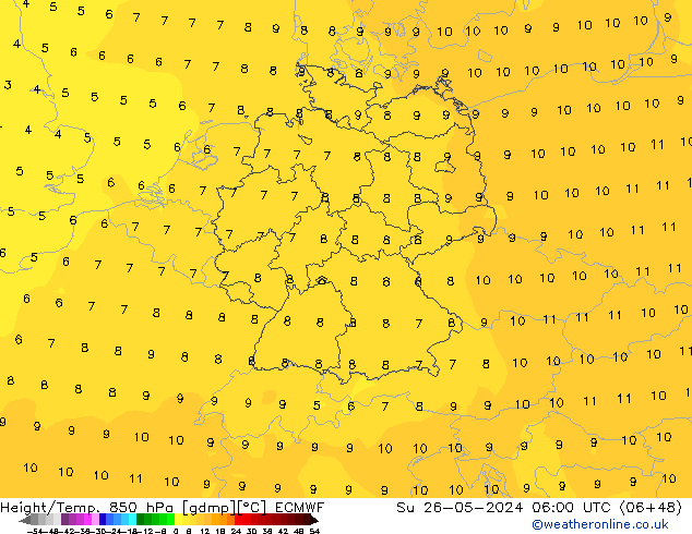 Z500/Yağmur (+YB)/Z850 ECMWF Paz 26.05.2024 06 UTC