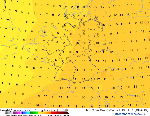 Z500/Rain (+SLP)/Z850 ECMWF  27.05.2024 00 UTC