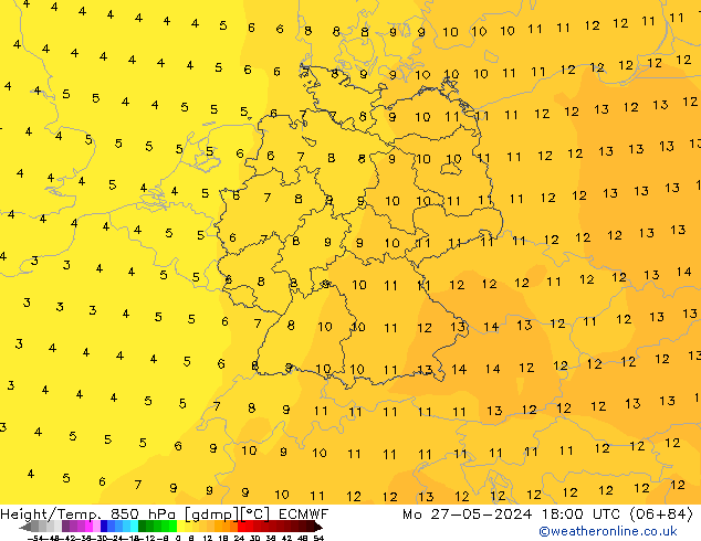 Z500/Rain (+SLP)/Z850 ECMWF Mo 27.05.2024 18 UTC