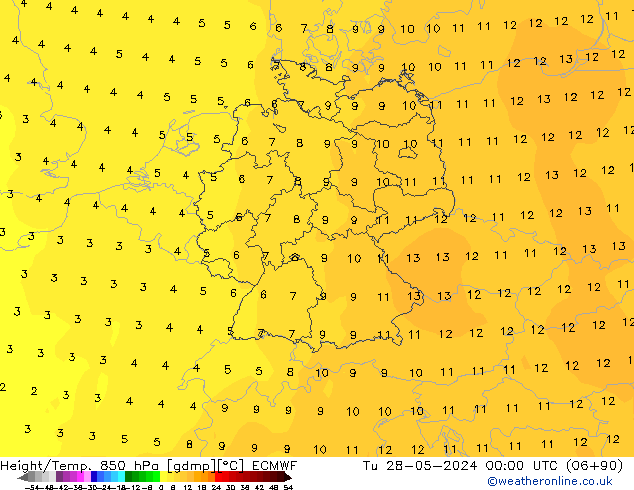 Z500/Yağmur (+YB)/Z850 ECMWF Sa 28.05.2024 00 UTC