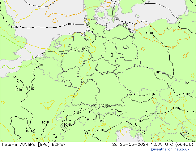 Theta-e 700hPa ECMWF za 25.05.2024 18 UTC