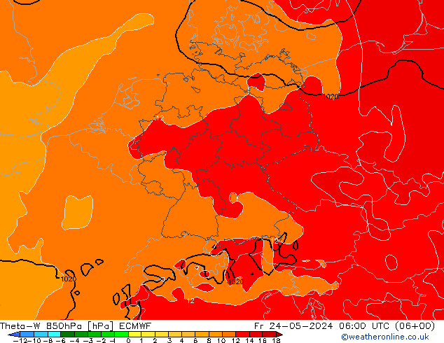 Theta-W 850hPa ECMWF vie 24.05.2024 06 UTC