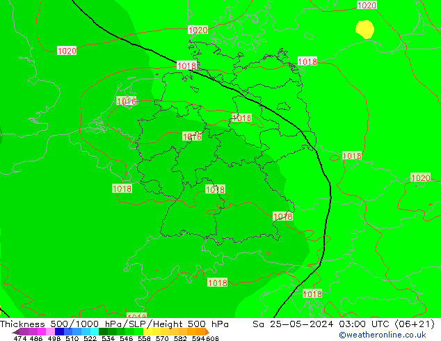 Dikte 500-1000hPa ECMWF za 25.05.2024 03 UTC